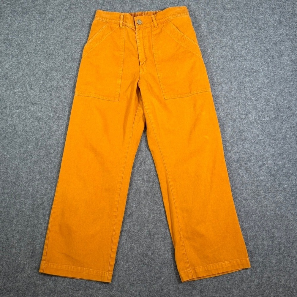Big Bud Press Work Pants Orange Cotton Straight Leg Elastic Back Size S